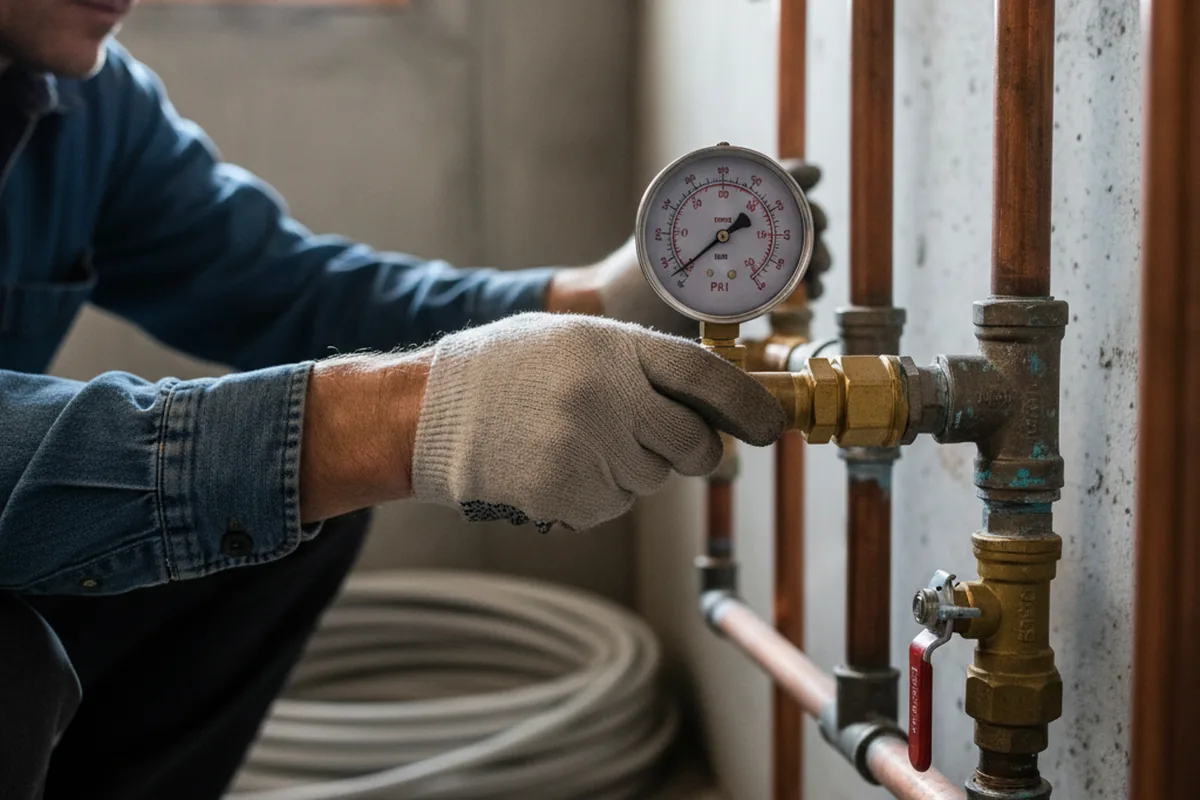 Pressure testing a repaired line during Water Line Repair in Cleveland